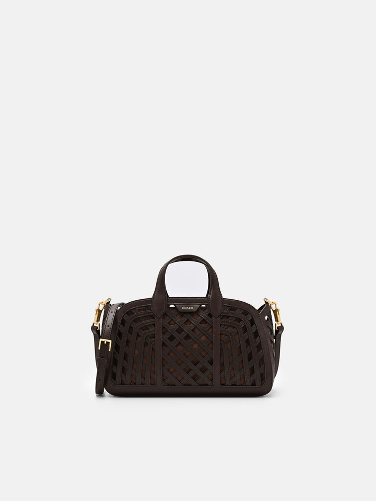 Orion Woven Tote Bag, Dark Brown