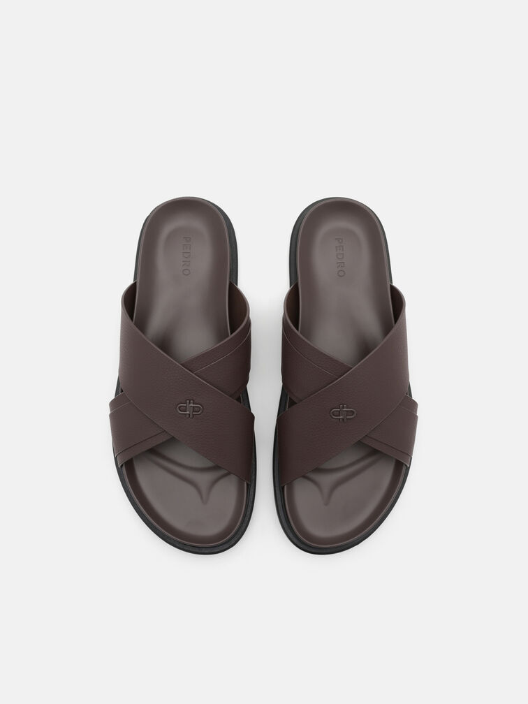 Cross Sandals, Dark Brown