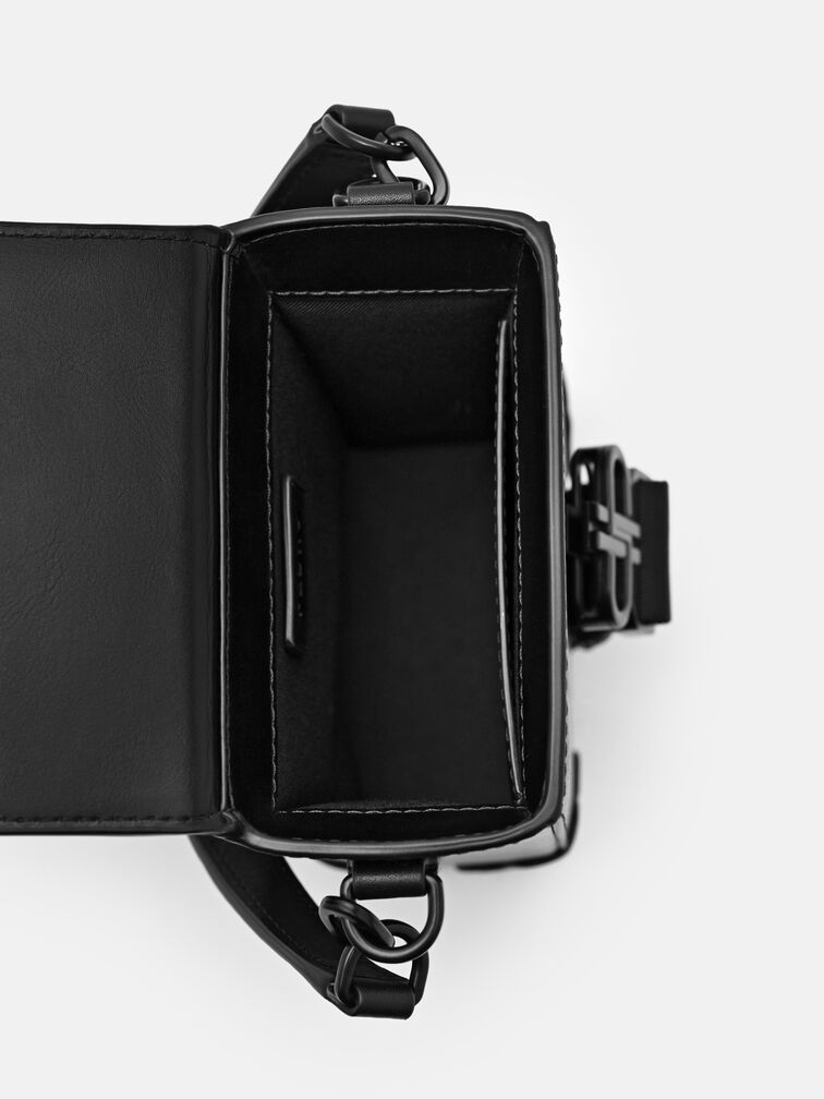 Tex Leather Crossbody Bag, Black Tumble