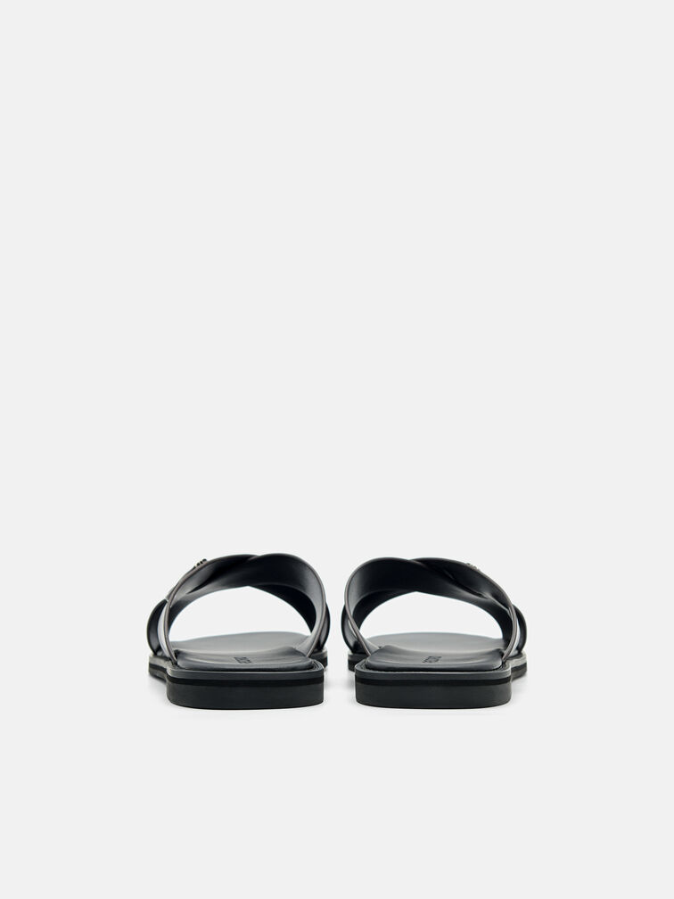 Cross Sandals, Dark Brown