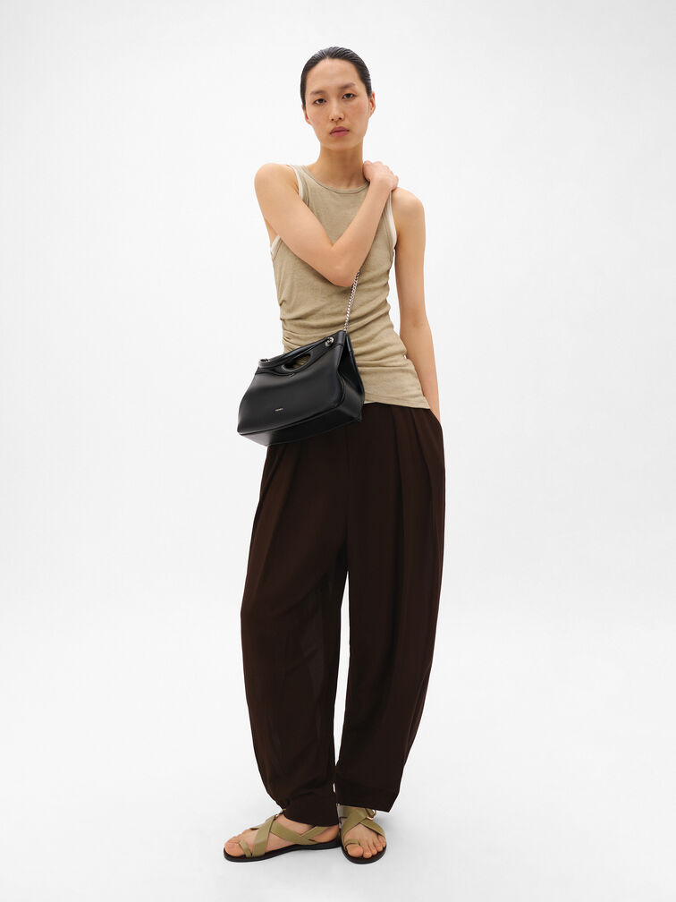 Cassier Shoulder Bag, Black Wrinkled