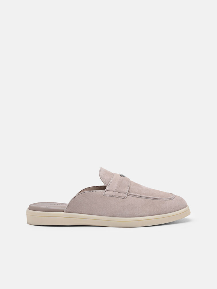 Roam Suede Mules, Light Grey