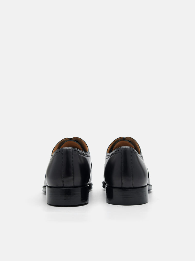 Leather Brogue Oxford Shoes, Black