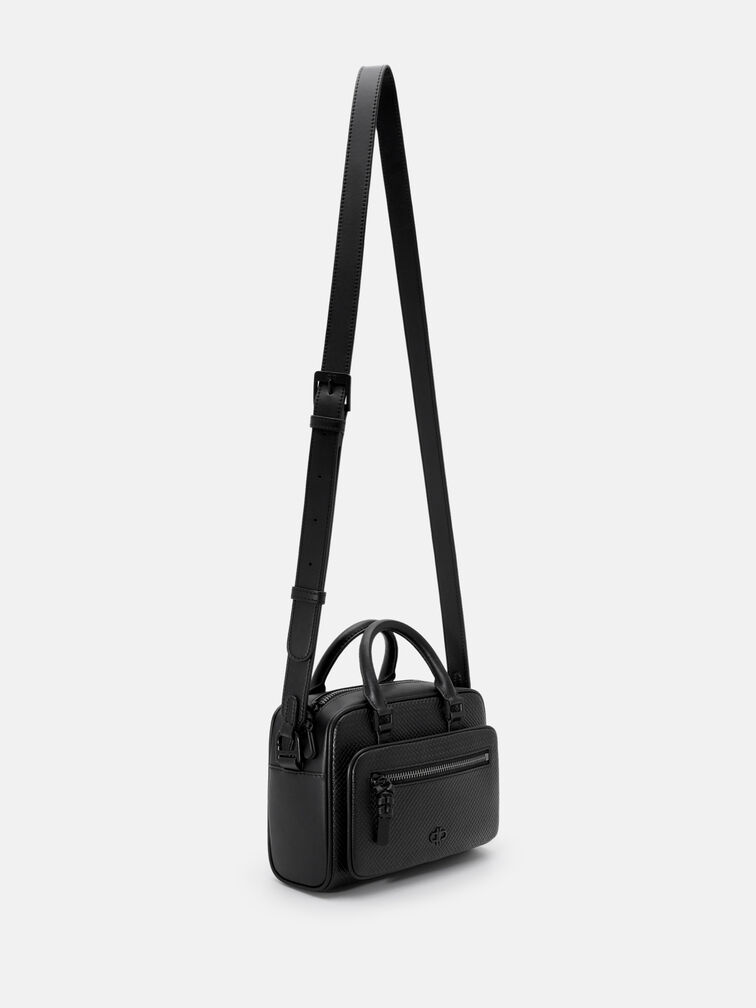 Crosby Crossbody Bag, Black Embossed